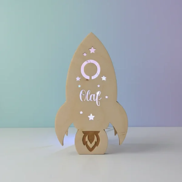 Lampka z imieniem dziecka - Rakieta